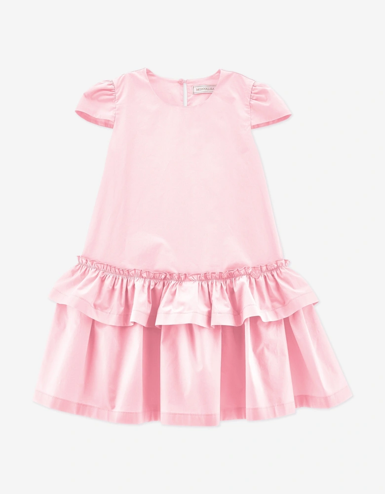 Giirls Cotton Ruffle Dress in Pink