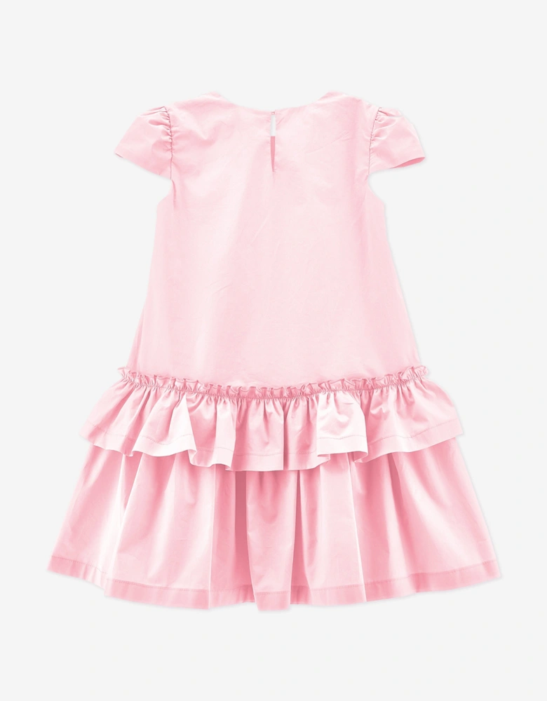 Giirls Cotton Ruffle Dress in Pink