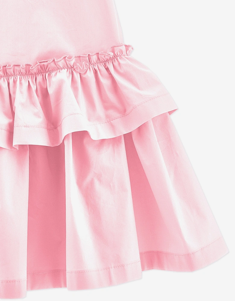 Giirls Cotton Ruffle Dress in Pink