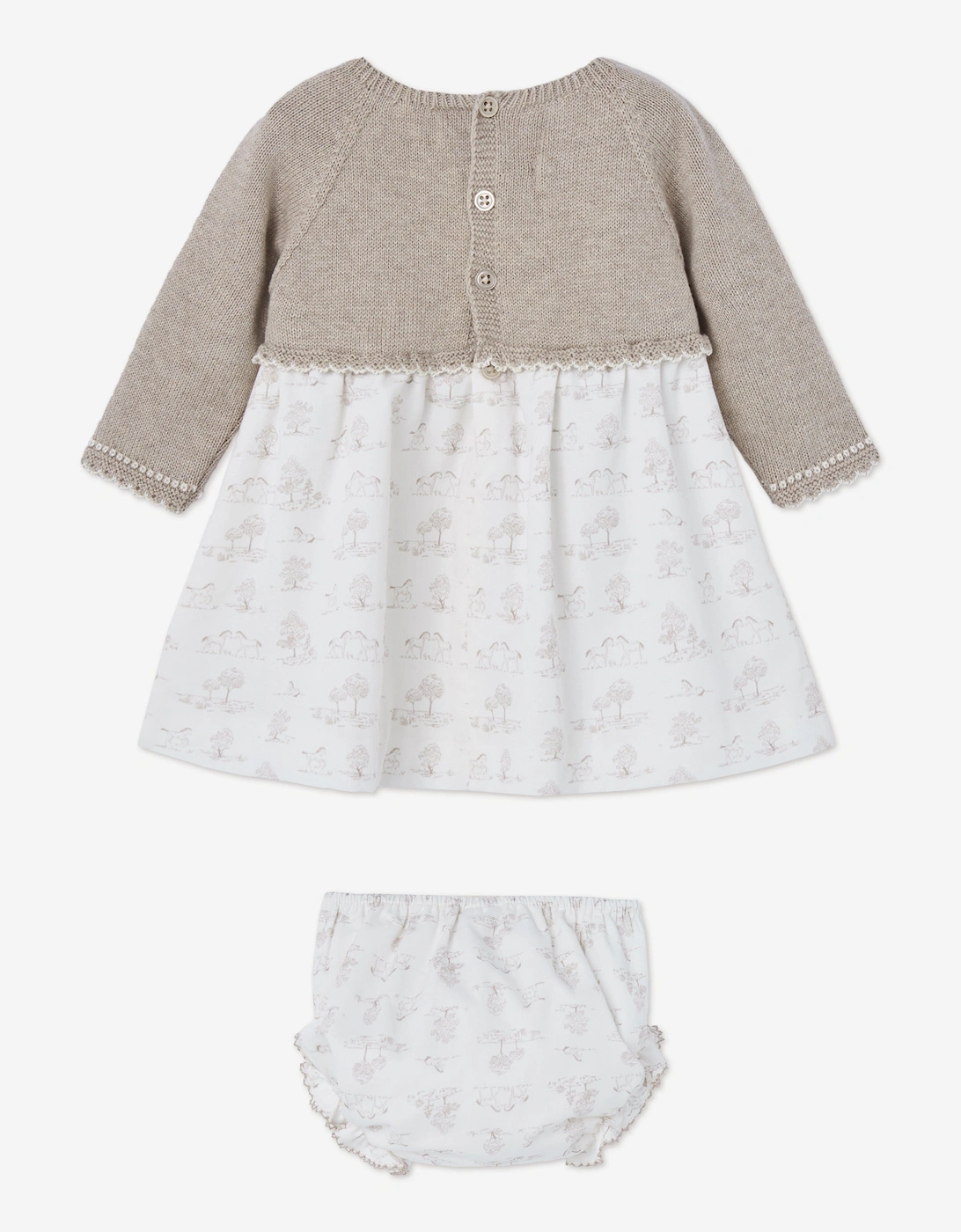 Baby Girls Dress and Bloomers Set in Beige