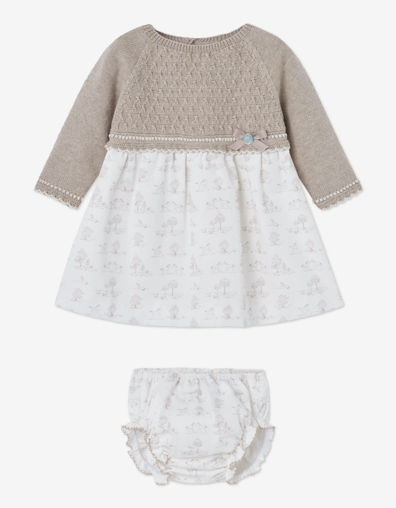 Baby Girls Dress and Bloomers Set in Beige