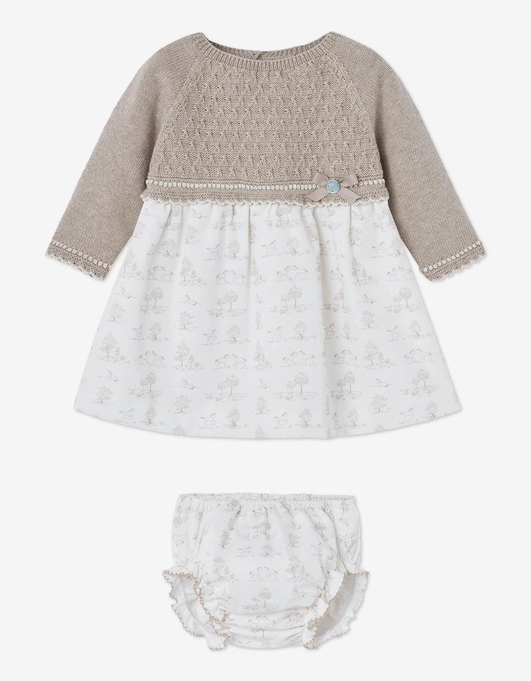 Baby Girls Dress and Bloomers Set in Beige, 5 of 4
