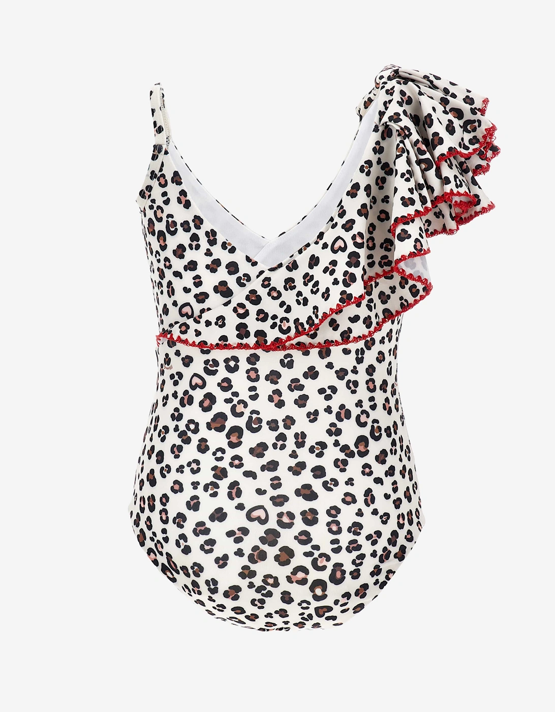 Girls Leopard Print Swimsuit in Beige