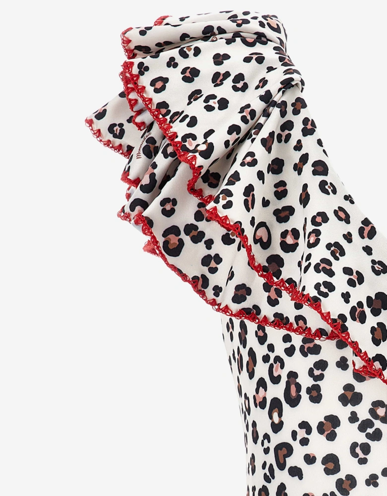 Girls Leopard Print Swimsuit in Beige