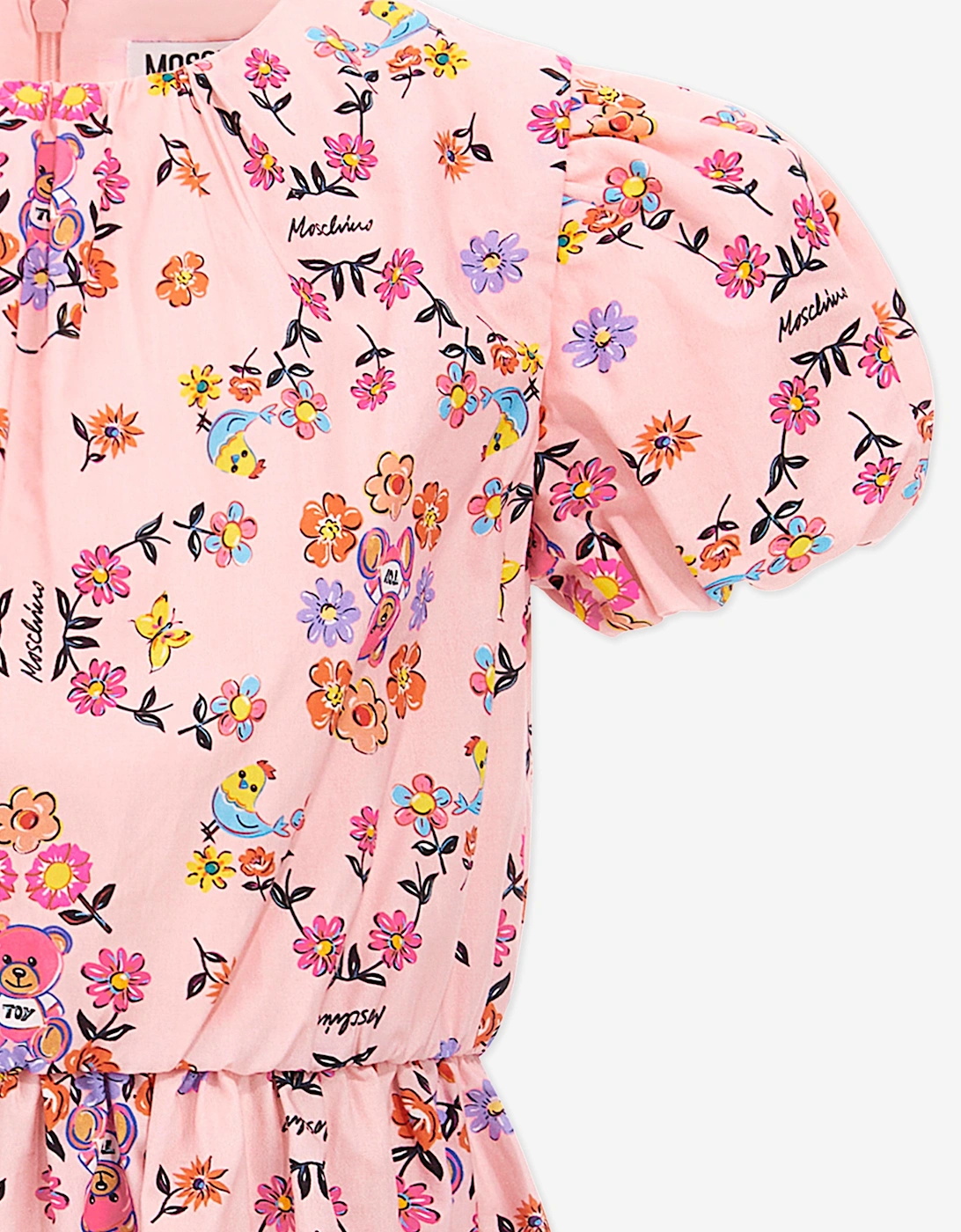 Girls Cotton Flower Print Dress in Pink