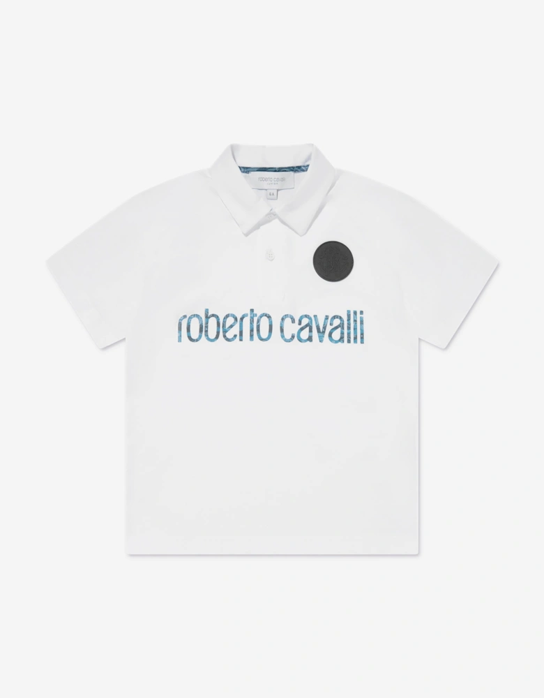 Boys Logo Polo Shirt in White