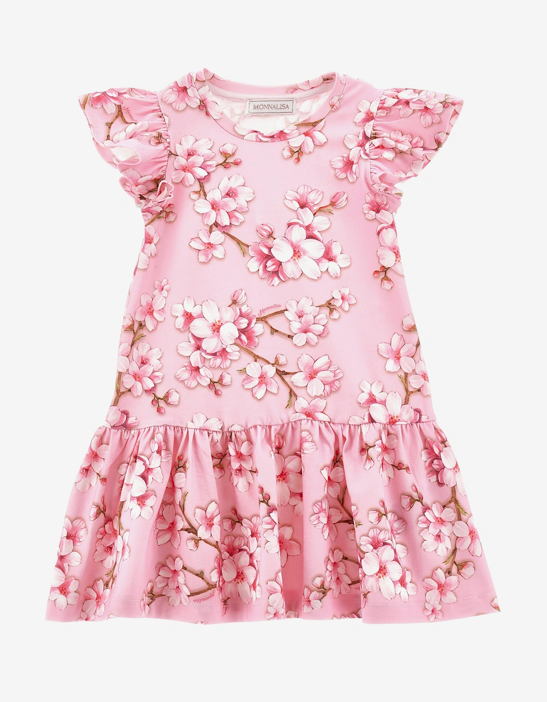 Girls Peach Blossom Jersey Dress in Pink, 5 of 4