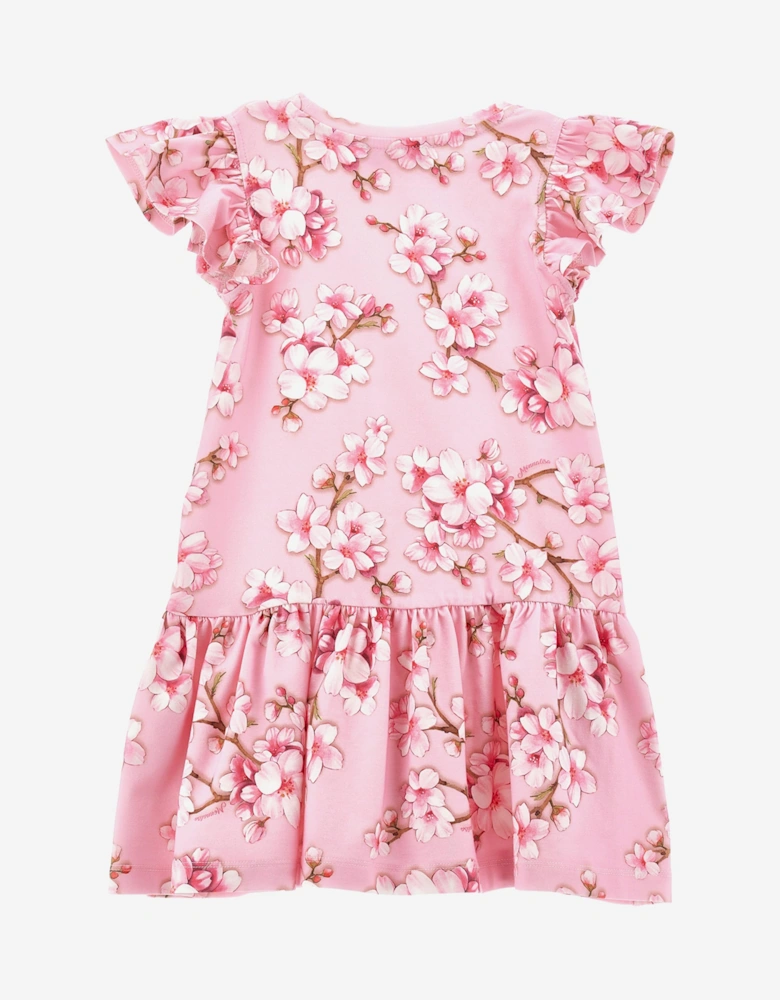 Girls Peach Blossom Jersey Dress in Pink