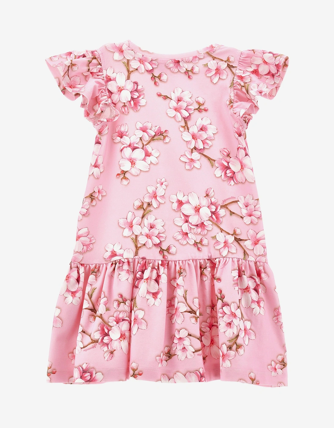 Girls Peach Blossom Jersey Dress in Pink