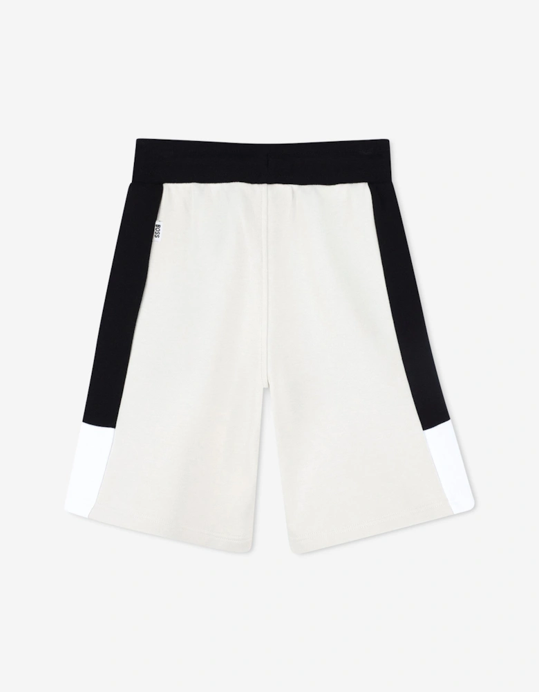 BOSS Boys Colourblock Bermuda Shorts in Beige