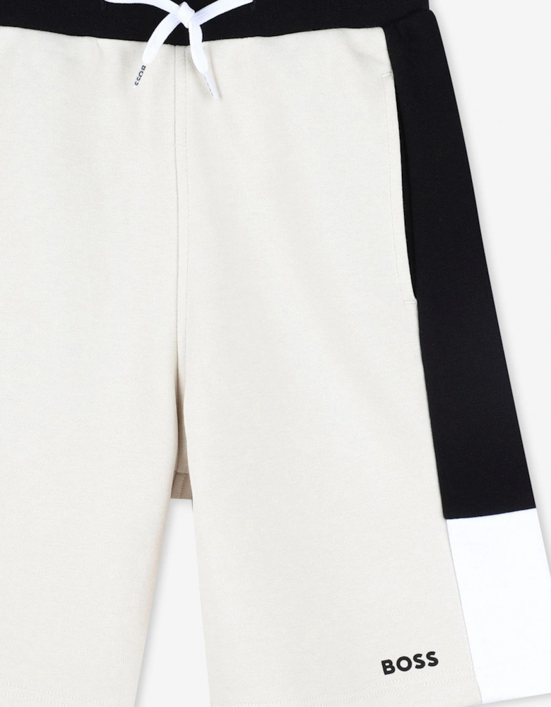 BOSS Boys Colourblock Bermuda Shorts in Beige