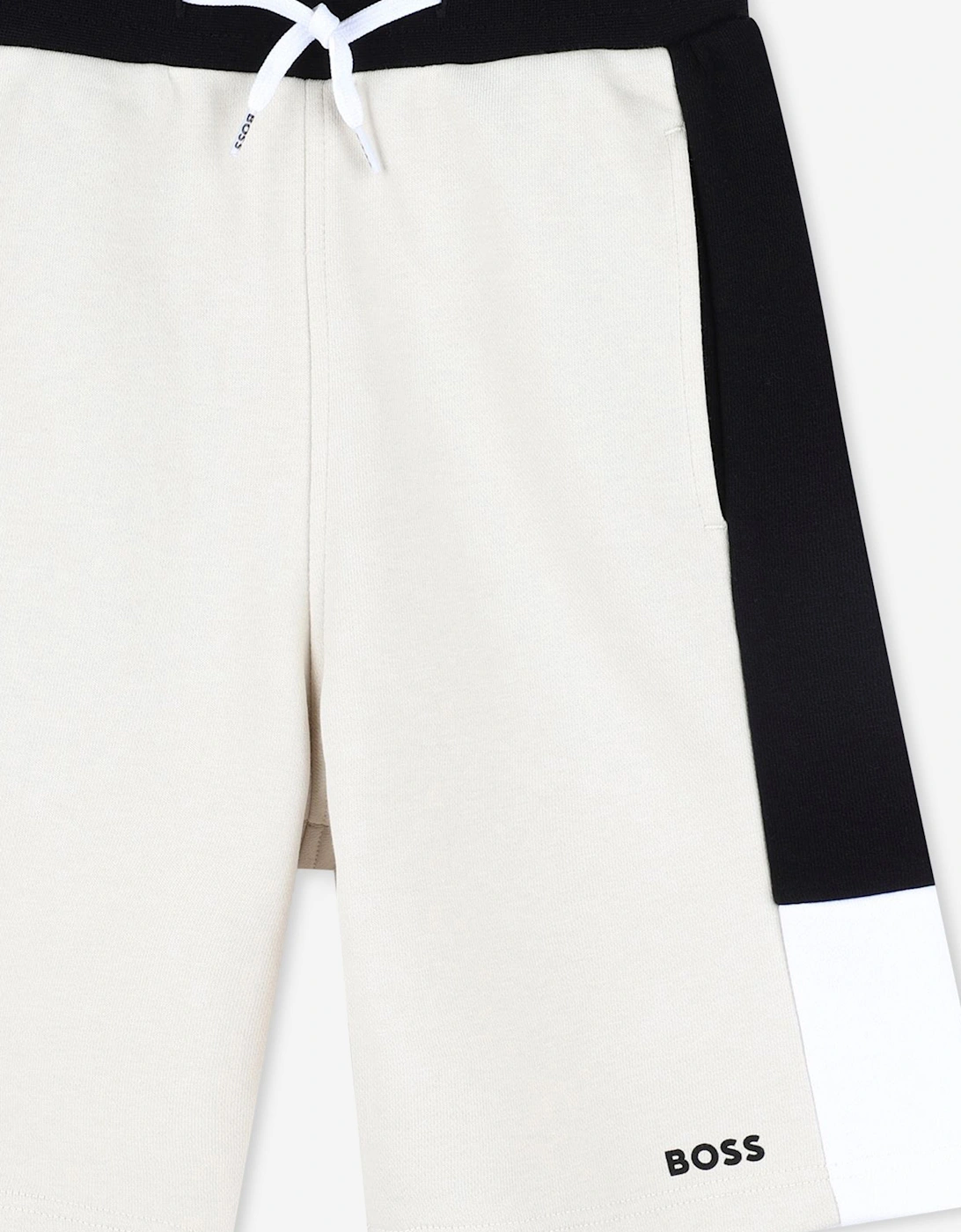 BOSS Boys Colourblock Bermuda Shorts in Beige