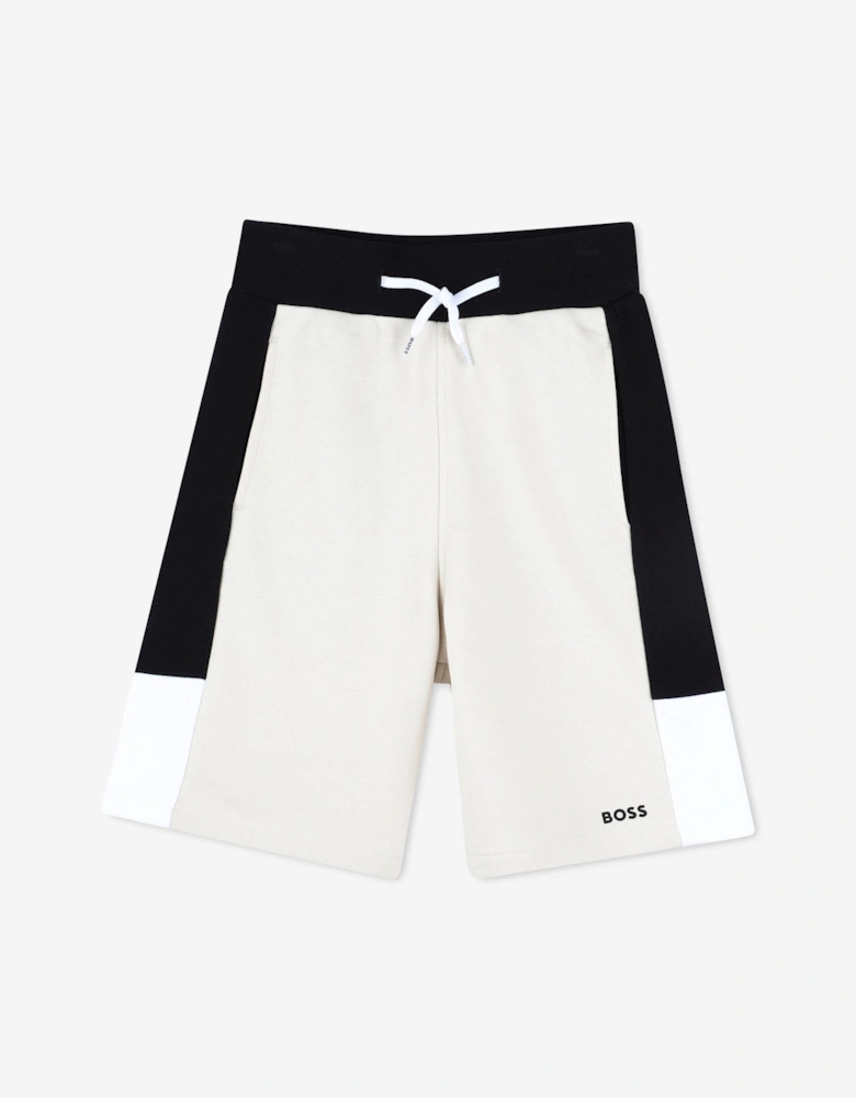 BOSS Boys Colourblock Bermuda Shorts in Beige