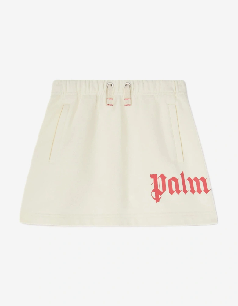 Girls Classic Overlogo Sweat Skirt in Ivory