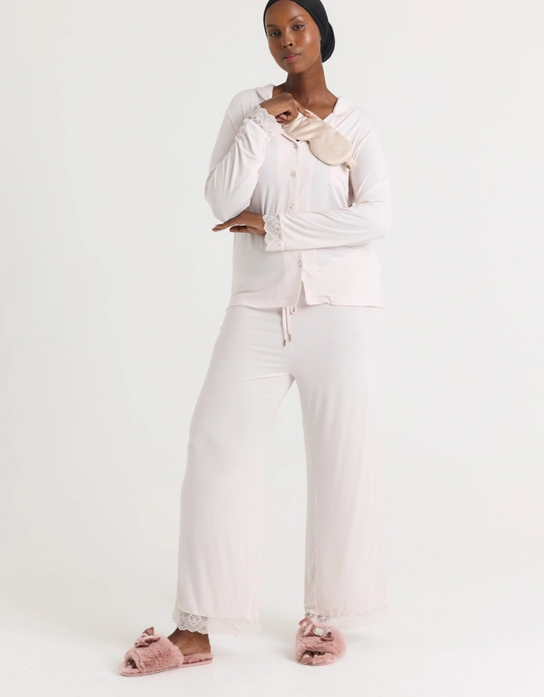Bamboo Lace Long Pyjama Set in Powder Puff
