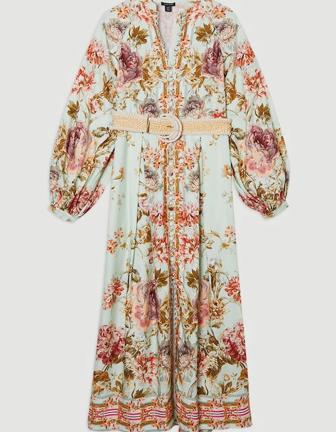 Floral Placed Embroidery Organdie Woven Midi Dress