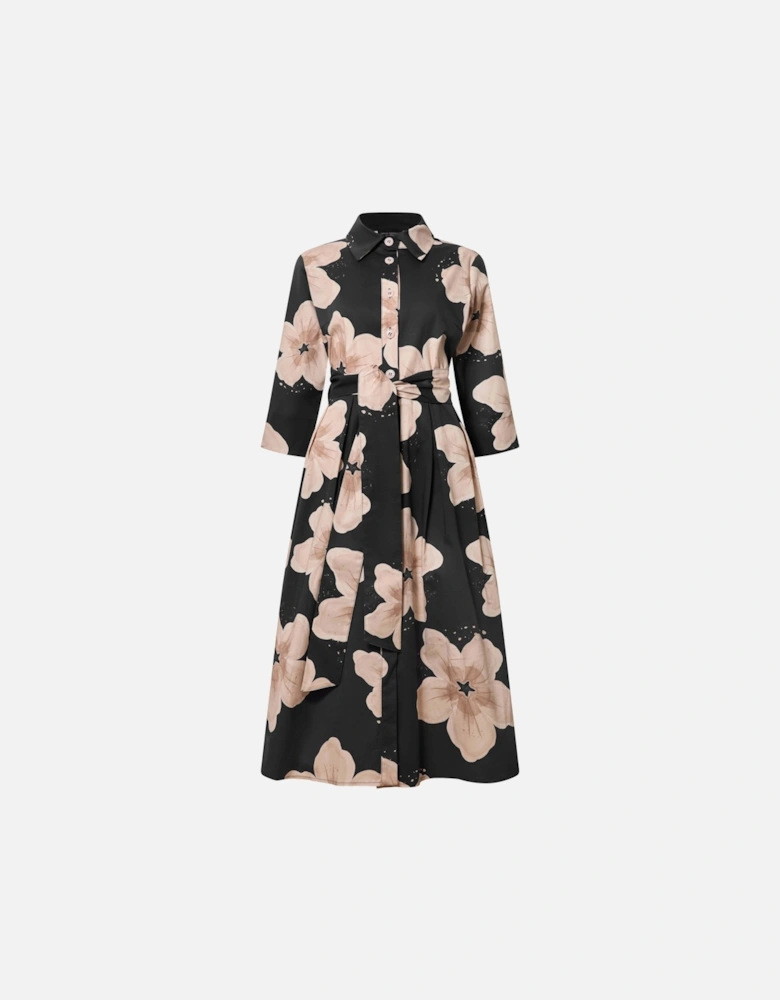 Black Flower Cotton Dress