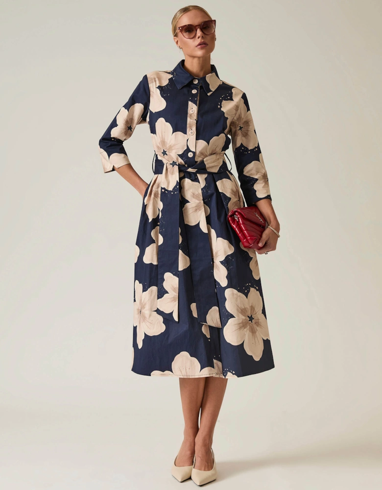 Navy Flower Cotton Dress