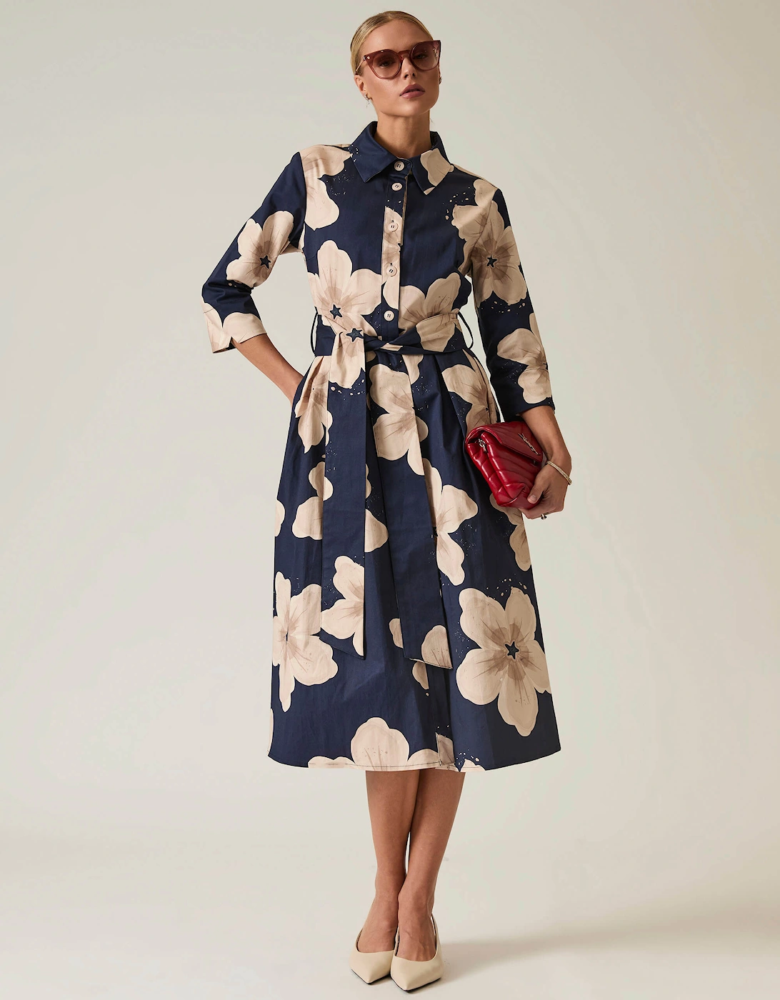 Navy Flower Cotton Dress