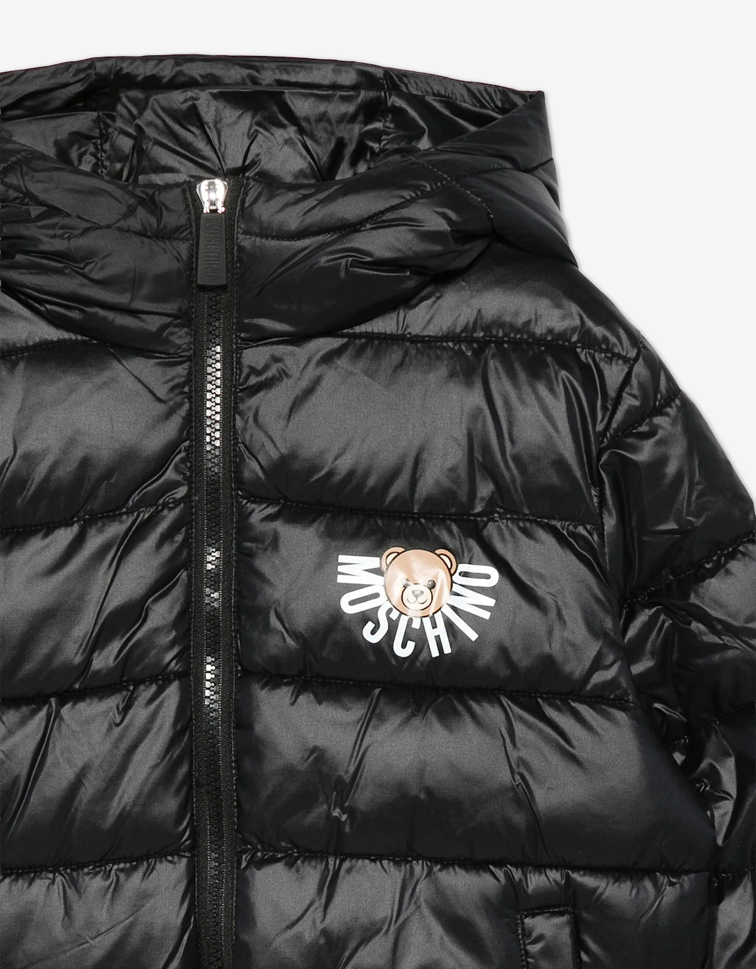 Kids Bear Logo Puffer Jacket in Black