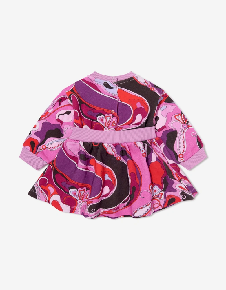 Baby Girls Orchidee Print Sweater Dress in Pink