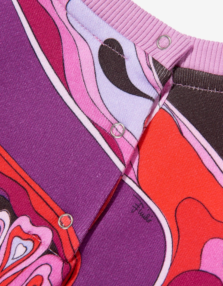 Baby Girls Orchidee Print Sweater Dress in Pink