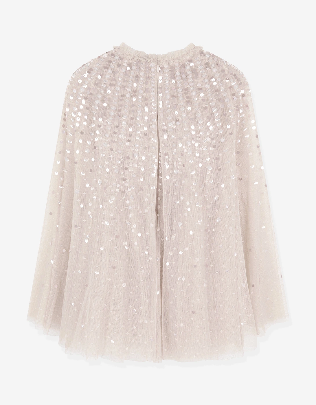 Girls Moonlight Sequin Cape Dress in Ivory