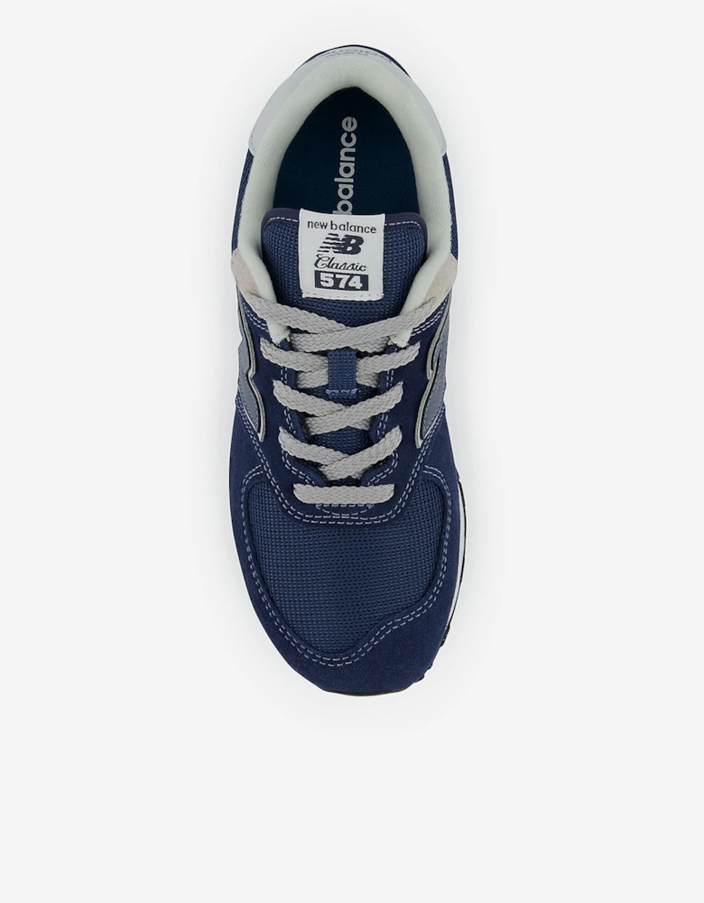 New Balance Kids 574 Lace Up Logo Trainers in Navy
