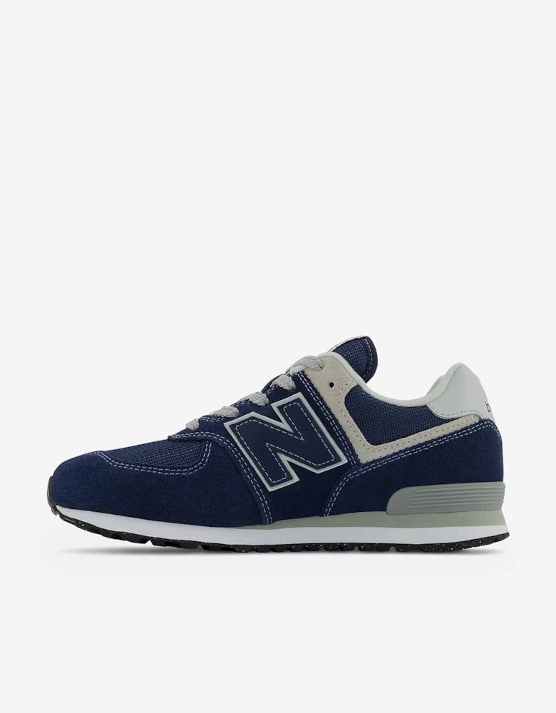 New Balance Kids 574 Lace Up Logo Trainers in Navy