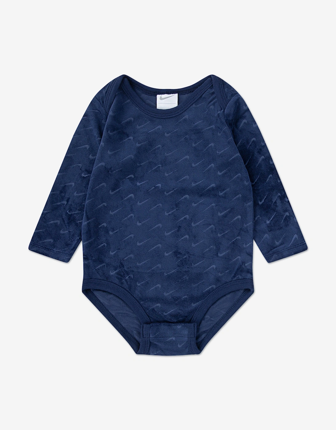 Baby 3 Piece Velour Swoosh Bodysuit Set in Navy