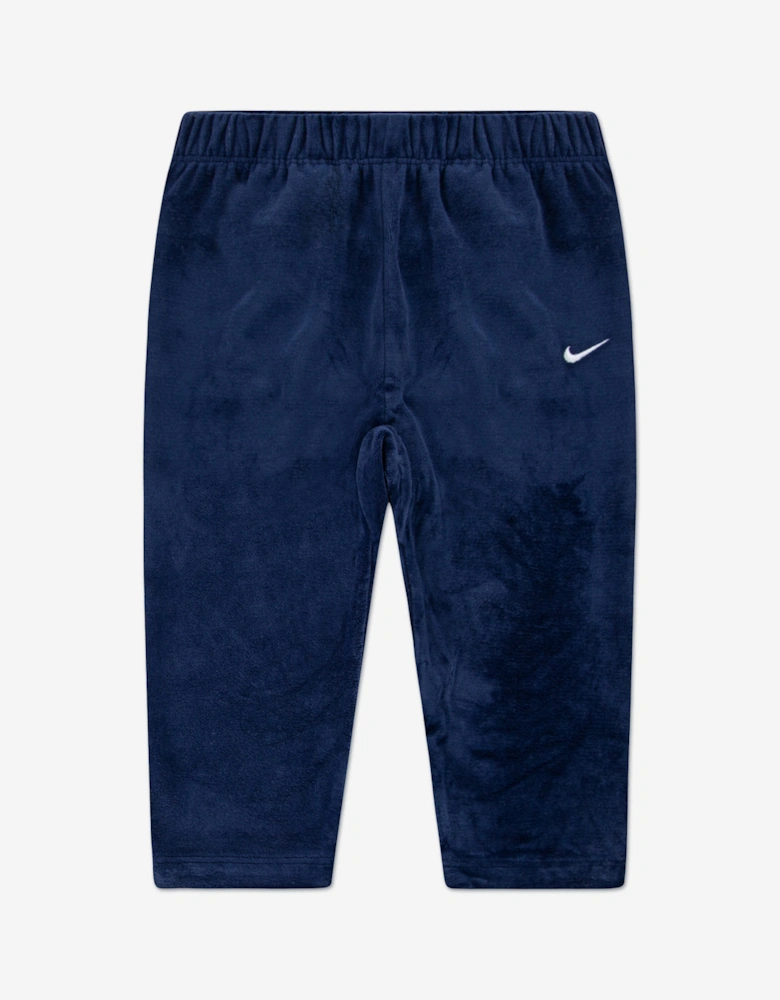 Baby 3 Piece Velour Swoosh Bodysuit Set in Navy