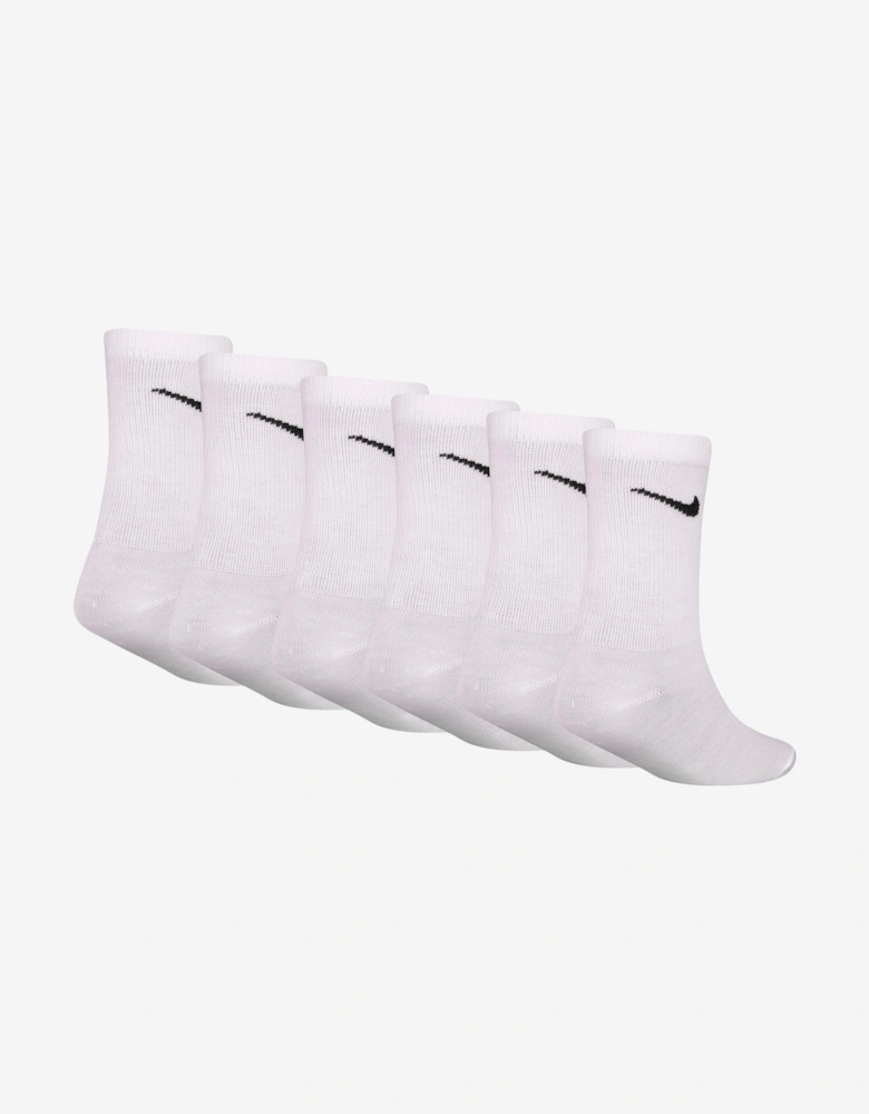 Boys Basic Crew 6 Pack Socks Set in White