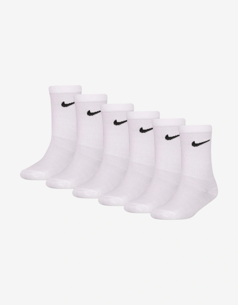 Boys Basic Crew 6 Pack Socks Set in White