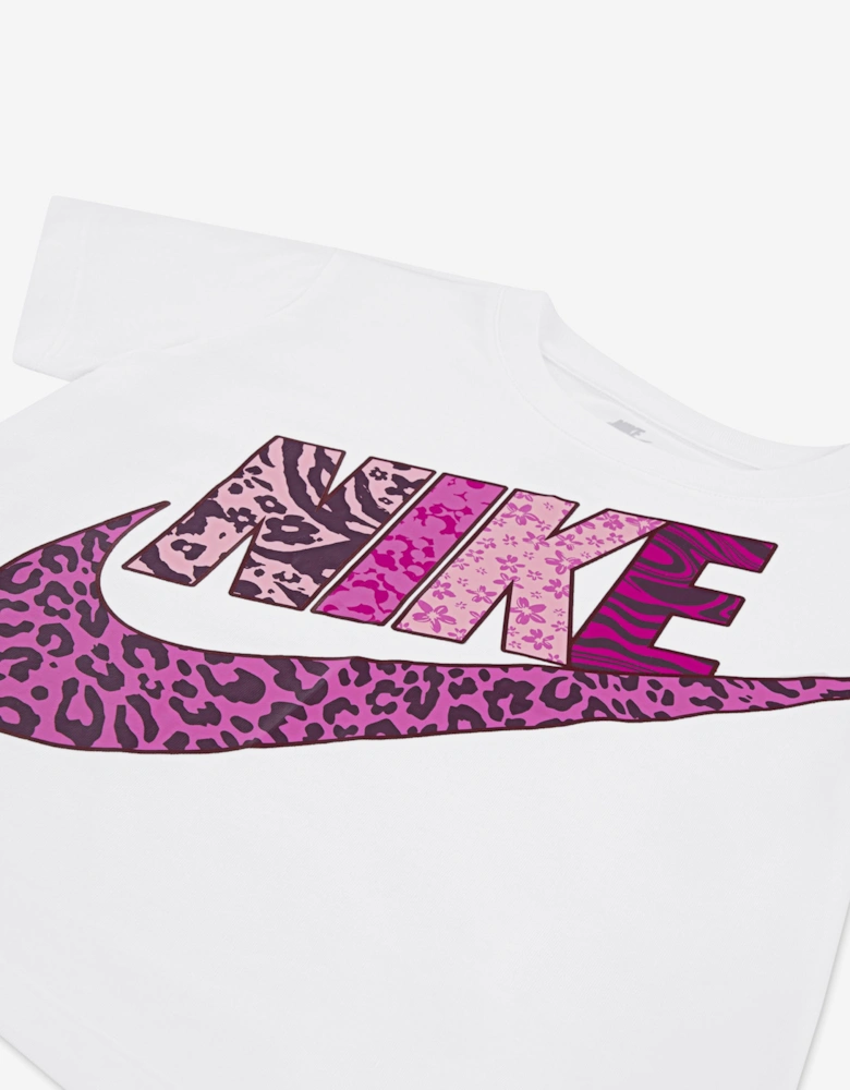 Girls New Animal Print Futura T-Shirt in White