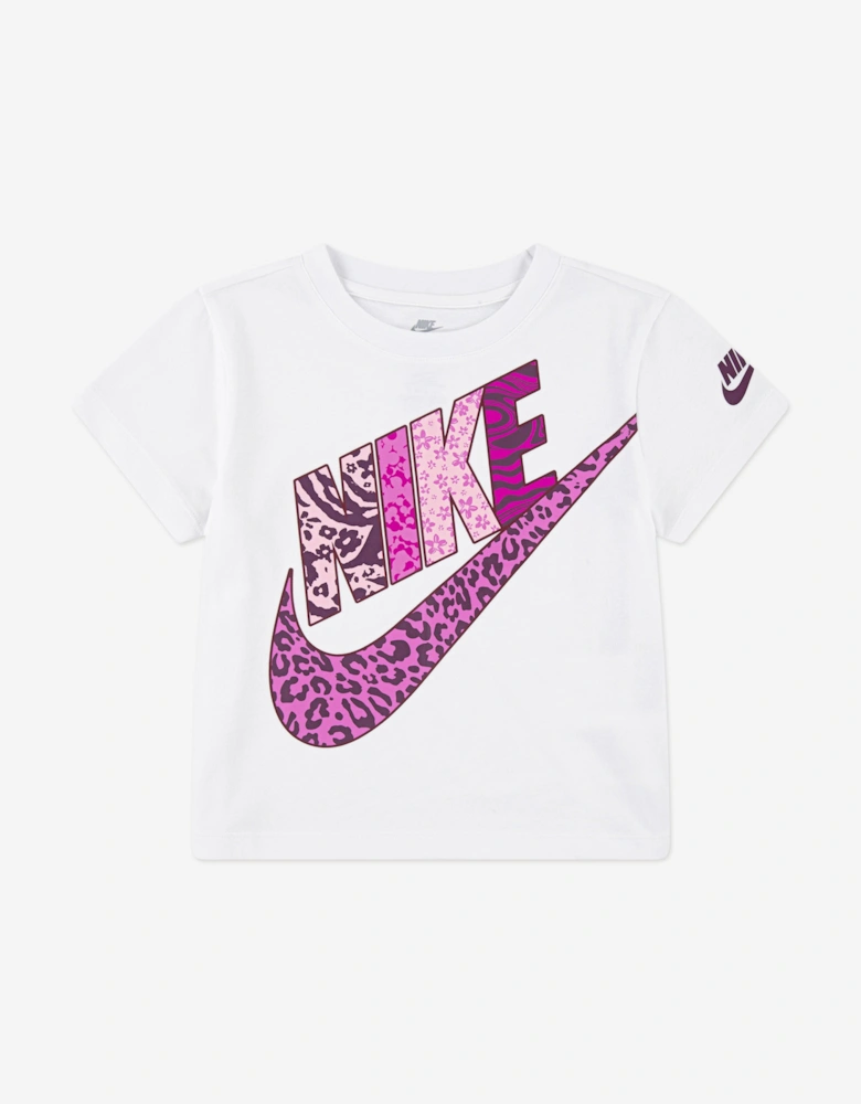 Girls New Animal Print Futura T-Shirt in White