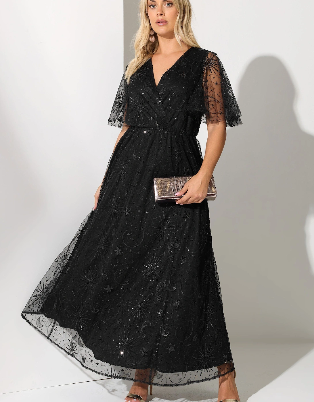 Celestial Sequin Wrap Maxi Dress, 2 of 1