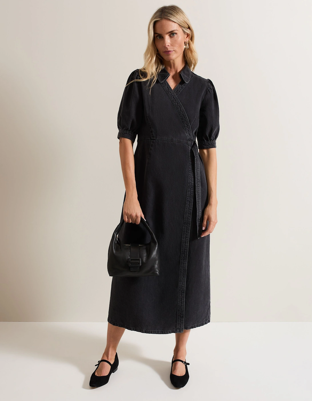 Senita Grey Denim Wrap Dress Plain, 2 of 1