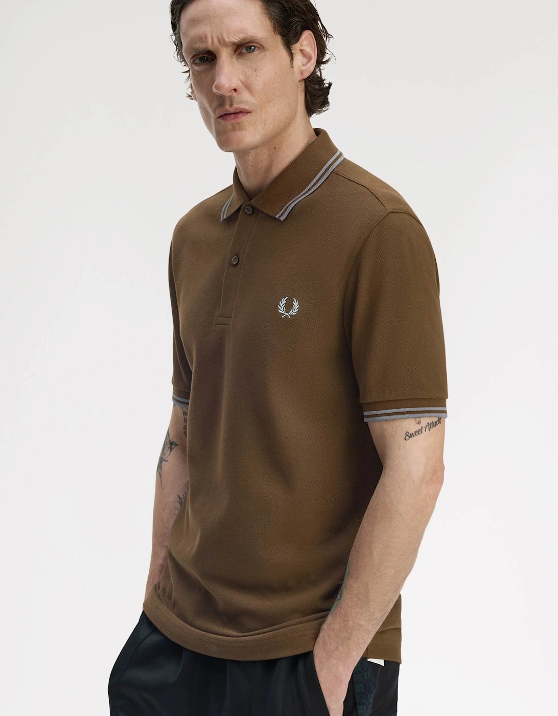 Mens Twin Tipped Signature Polo Shirt - Burnt Tobacco/Stockport Blue 49A