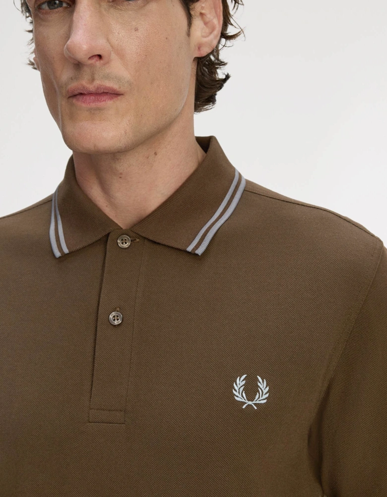 Mens Twin Tipped Signature Polo Shirt - Burnt Tobacco/Stockport Blue 49A