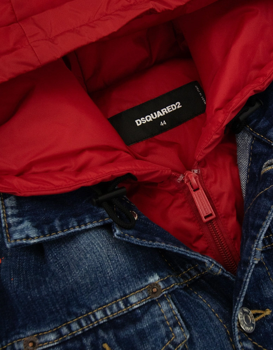 Nylon Interio Contrast Hood Denim Jacket Denim 470