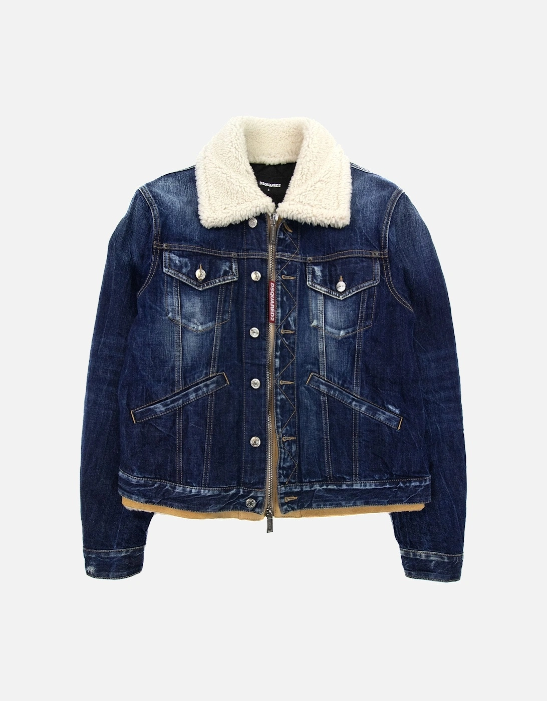 Faux Shearling Lined Denim Jacket Denim 470, 7 of 6