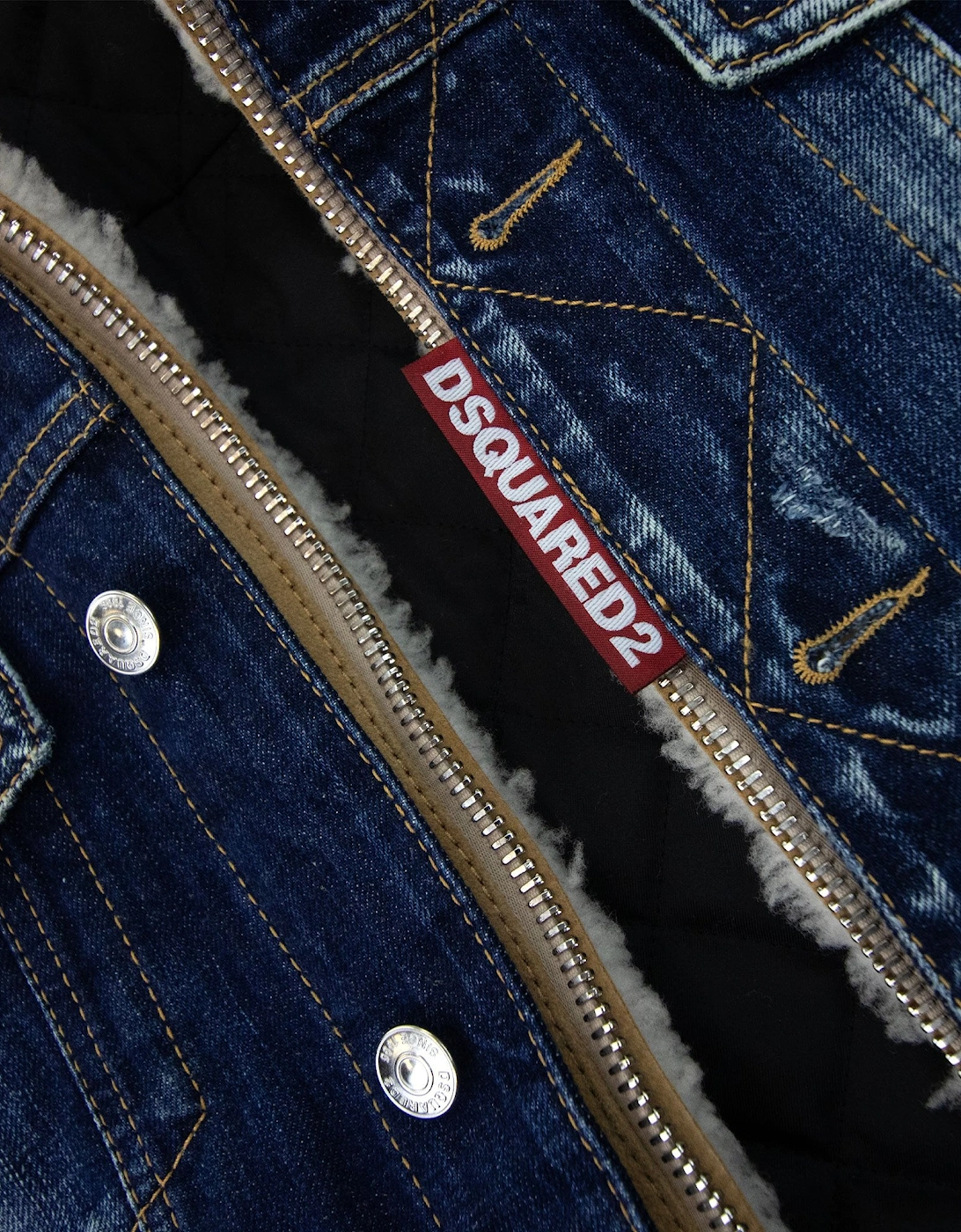 Faux Shearling Lined Denim Jacket Denim 470