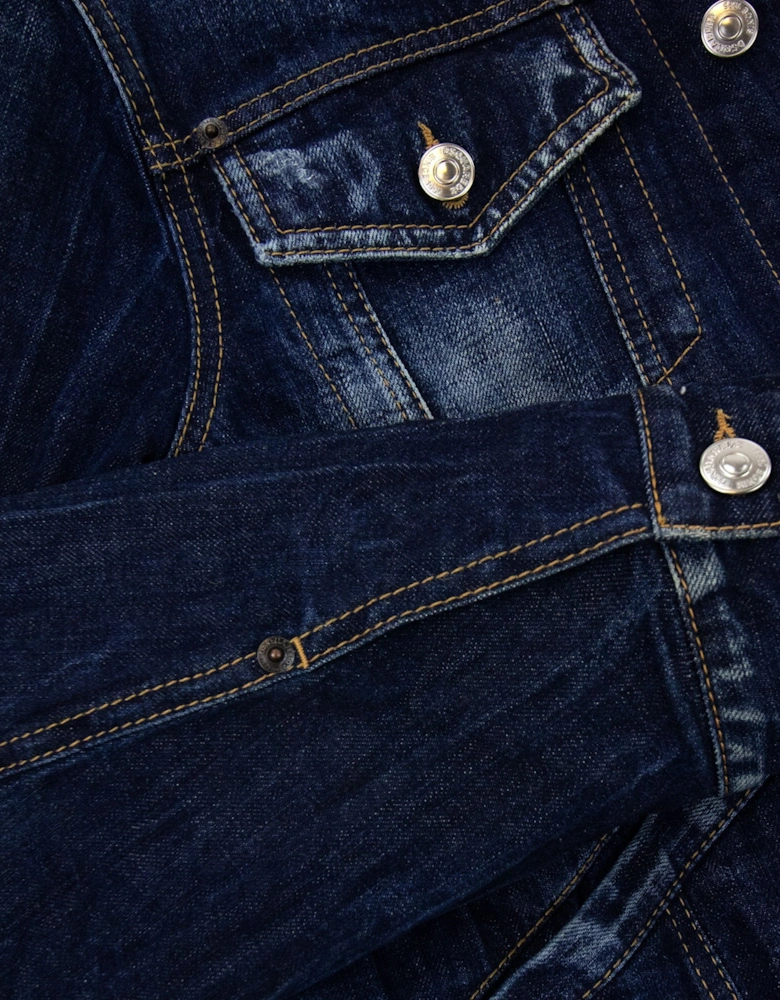 Faux Shearling Lined Denim Jacket Denim 470