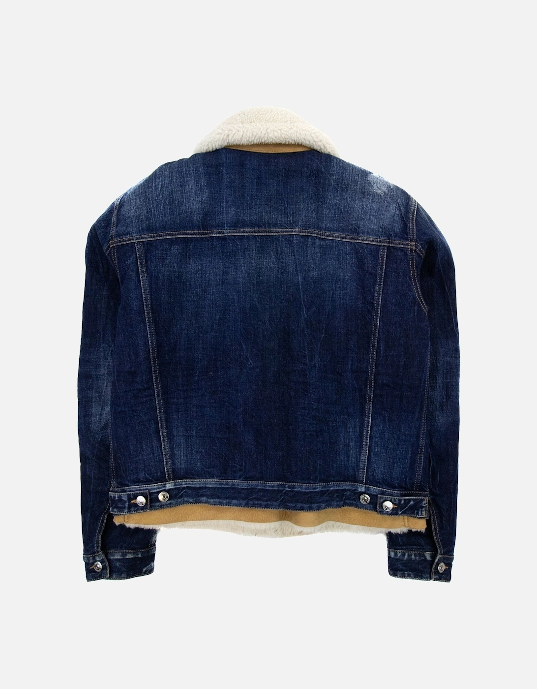 Faux Shearling Lined Denim Jacket Denim 470