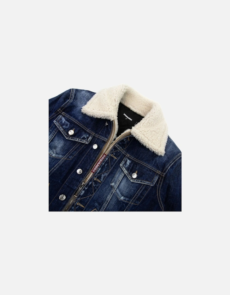 Faux Shearling Lined Denim Jacket Denim 470