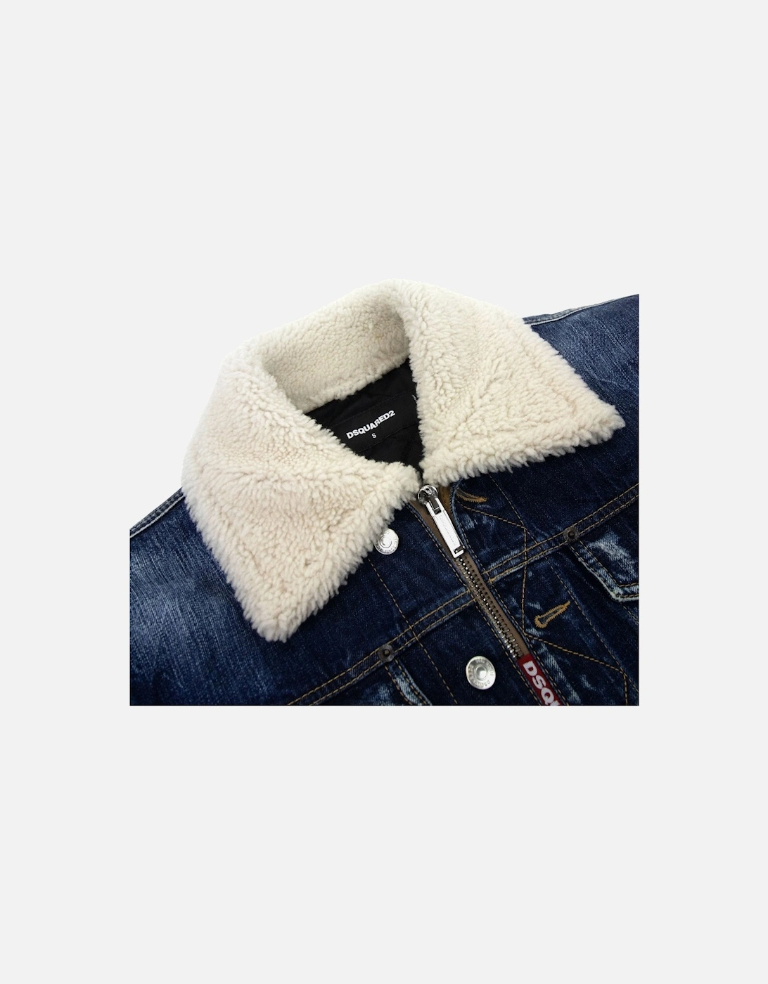 Faux Shearling Lined Denim Jacket Denim 470