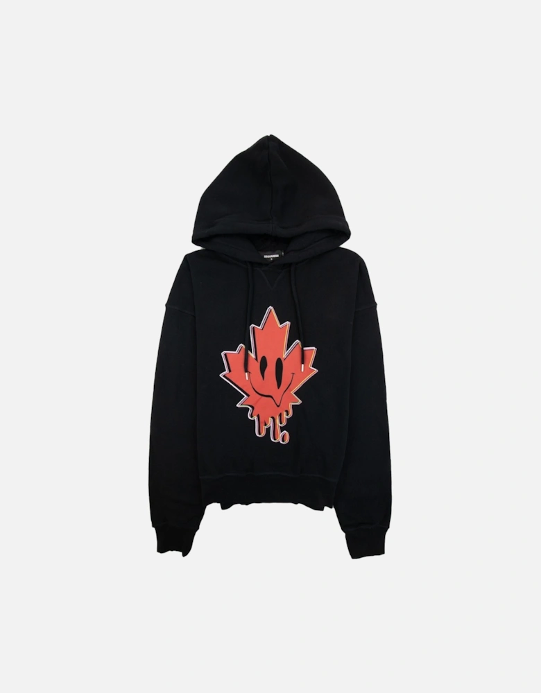 Leaf Logo Hoodied Sweatshirt Black