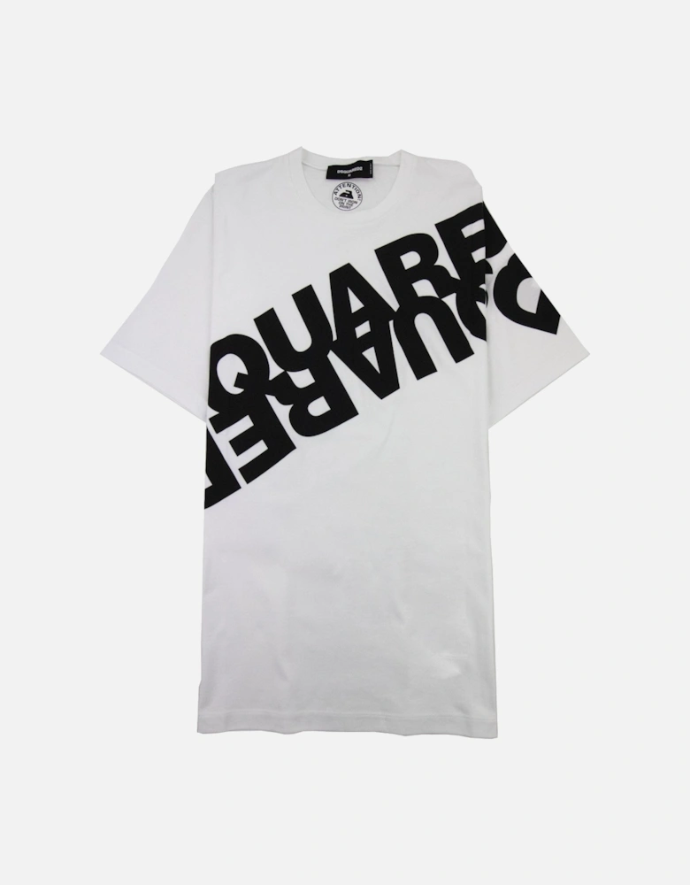 Diagonal Logo Print Tshirt White