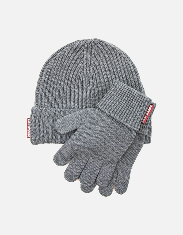 Warmy Hat & Gloves Knit Set Grey