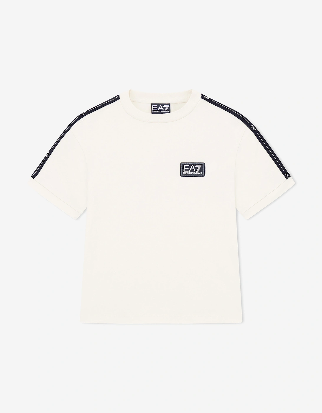Emporio Armani Boys Train Logo Tape T-Shirt in Ivory, 5 of 4